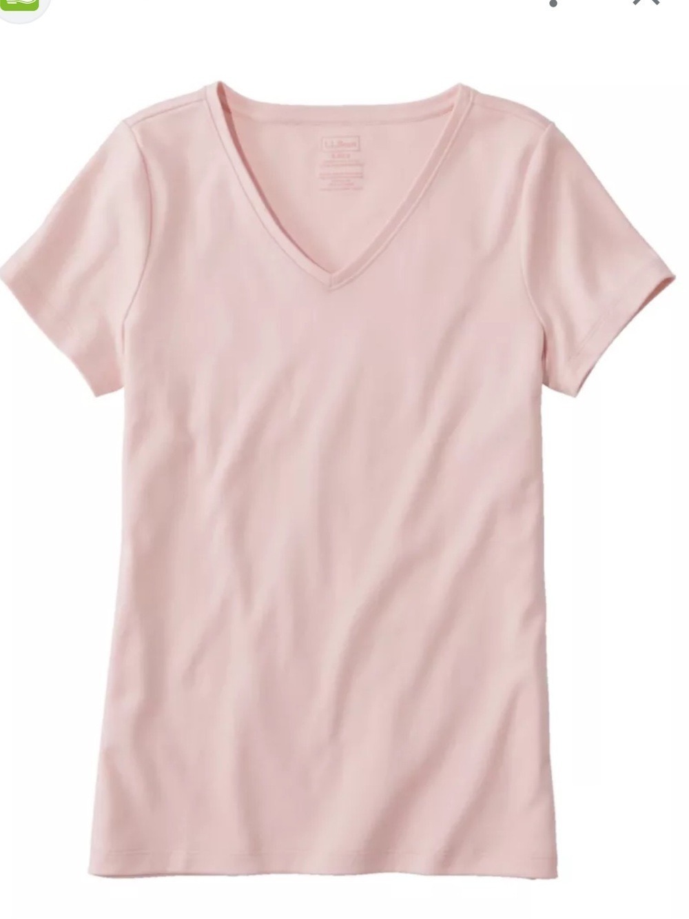 L. L. BEAN SupiPima Cotton Shaped V-Neck Short-Sleeve shirt pale pink medium